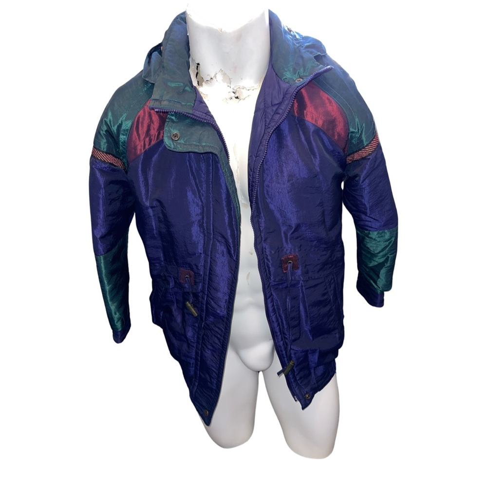 Vintage: “Be in the Current Seen” Puffer Jacket: 80’s Multicolored Puffer: Small
